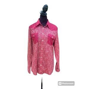 Vintage Ralph Lauren Western Red Button Shirt Top Size L